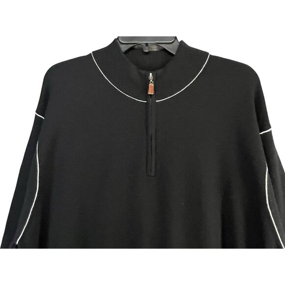 Peter Millar Sweater Mens XXL Black 100% Pure Cashmere 1/4 Zip Modern Preppy - Picture 3 of 13